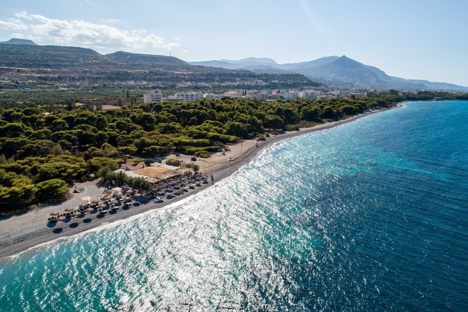 Pefkias pine forest and beach in Xylokastro, Corinthia, Greece